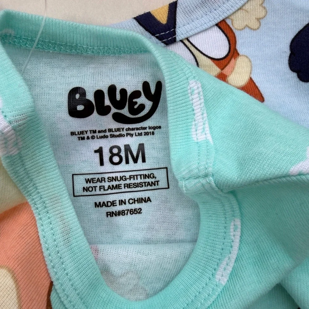 Bluey Bingo Pajama Tops 2-Pack Kids 18M Blue Mint Long Sleeve Cotton QF161KLLTG